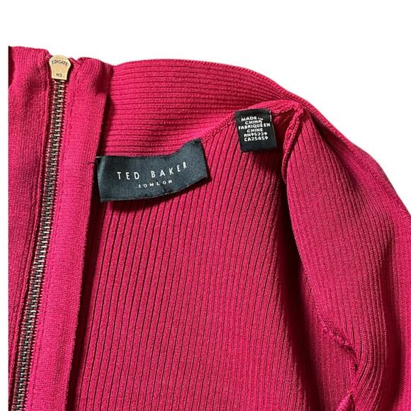 Ted Baker Vienna Sweetheart Neckline Flare Dress Dark Pink Medium Knee Length - Picture 11 of 16